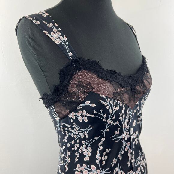 Anthropologie HARKHAM Black Pink Floral Silk Lace Top Blouse Size XS - Picture 6 of 11